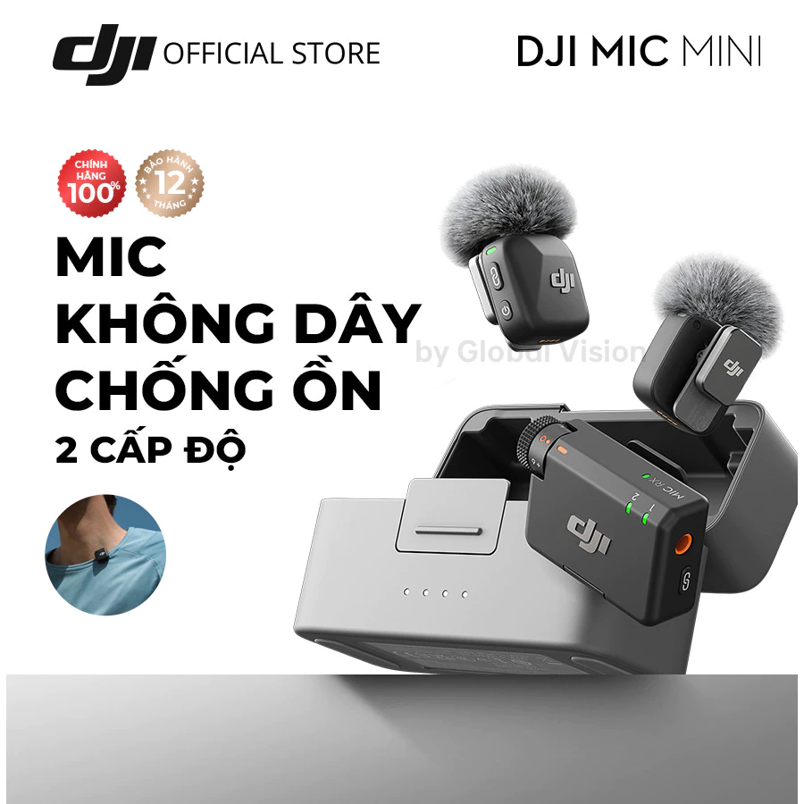 DJI thiết bị quay vlog Mic Mini thu âm không dây nhỏ gọn khử ồn 2 cấp độ, camera hành động chính hãng (DJI Mic Mini)