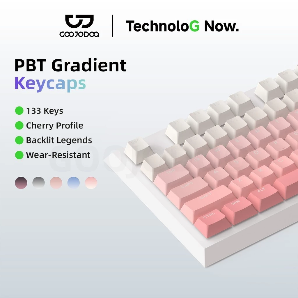 Nắp phím Bàn phím cơ GOOJODOQ 133 phím, keycap gradient cao cấp, mặt trước trong suốt, chống dầu