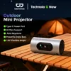 Máy chiếu di động Goojodoq, độ phân giải 4K 720P, xoay 130°, điều chỉnh độ sáng ba cấp, tự động lấy
