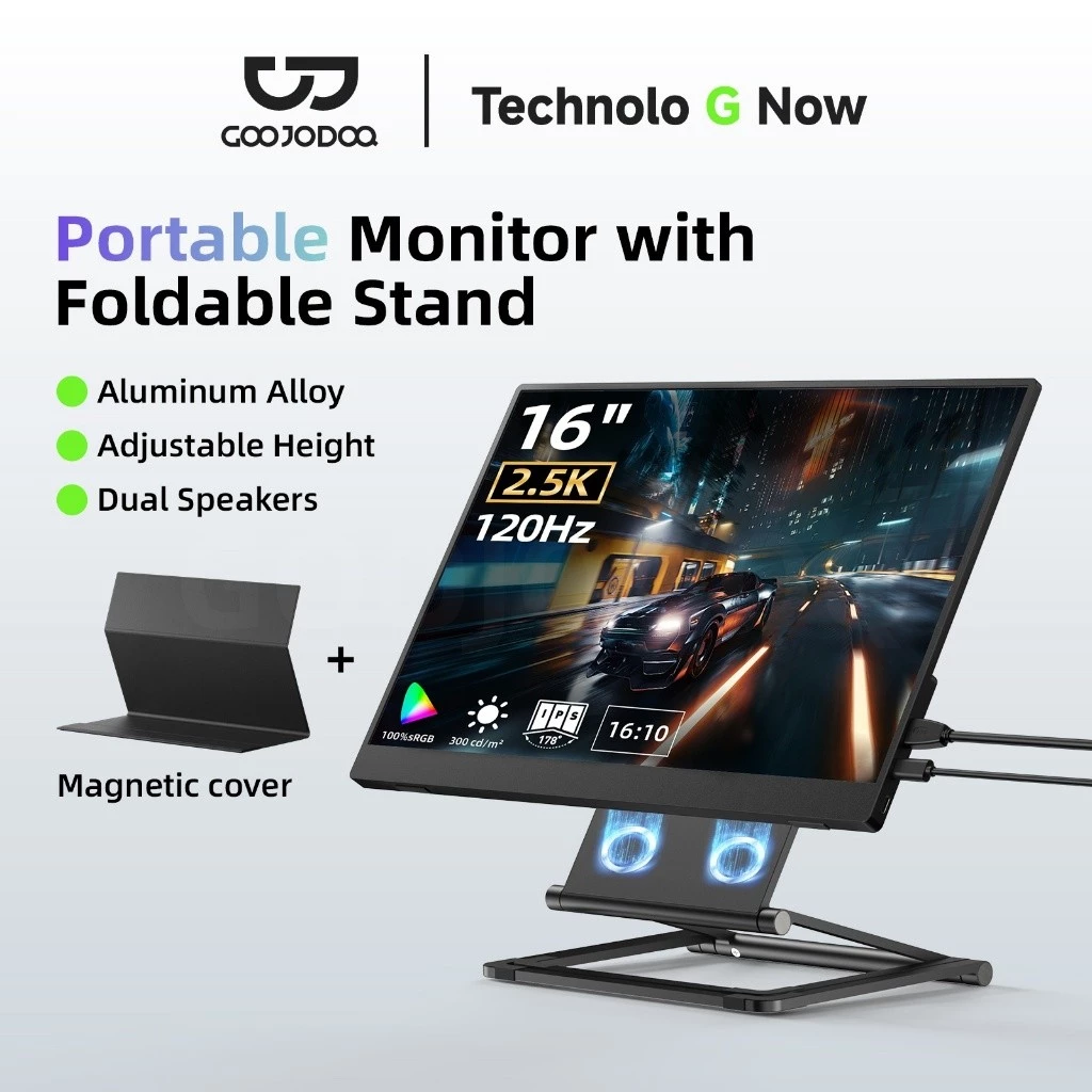 Màn hình mở rộng di động GOOJODOQ độ phân giải 2.5K, tốc độ làm mới cao 120Hz, kèm chân đế từ tính Gam màu sRGB 100%
