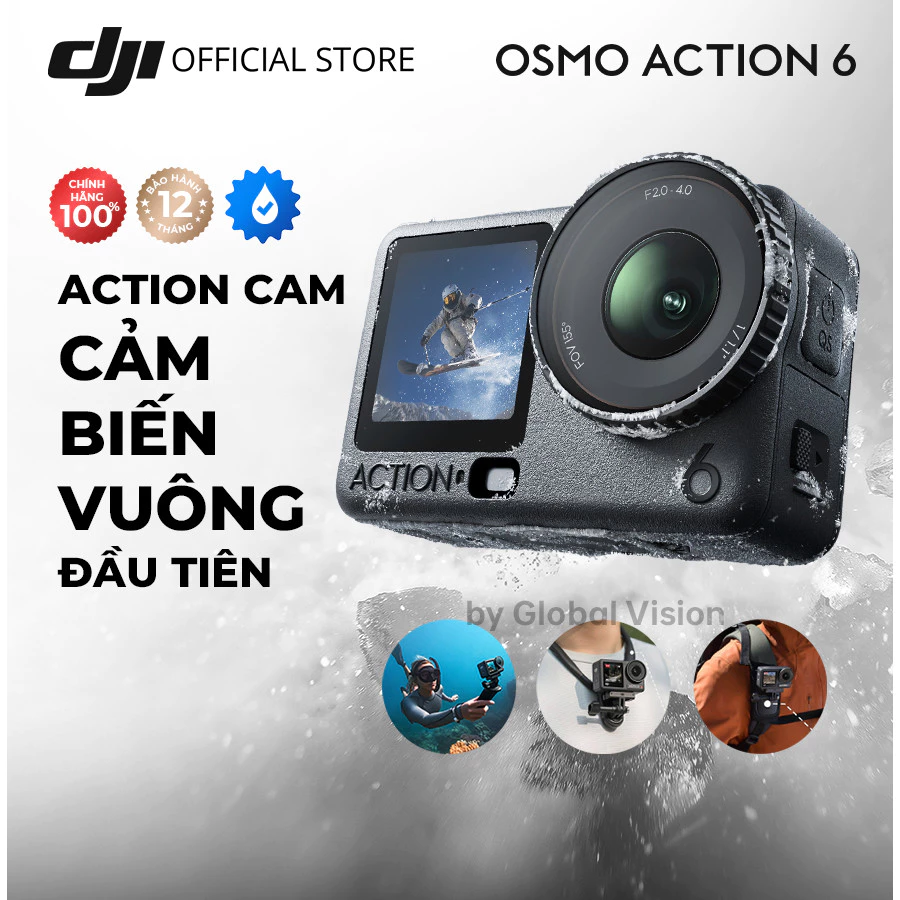 Camera hành động DJI Osmo Action 6 máy quay hành trình | Video 8K, cảm biến vuông 1/1.1, bộ nhớ trong 50GB (DJI OA 6)