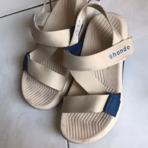 Giày Sandal Nam Nữ Shondo F7R Đế Phylon Cao 5cm Be Phối Xanh Dương F7R2530