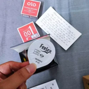 Bao cao su Feelex siêu mỏng, kéo dài thời gian, gân gai, nhiều gel bôi trơn - Hộp 10 bcs