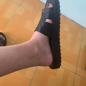 Dép da nam quai ngang chữ h đế doctor cao cấp MABLACKA - M27