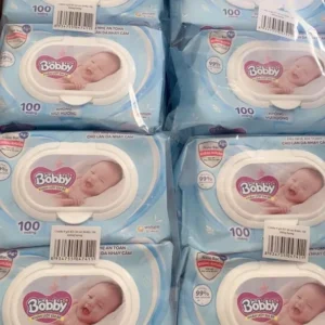 Thùng 16 Gói Khăn ướt Bobby không mùi 100 miếng/gói (Xanh)