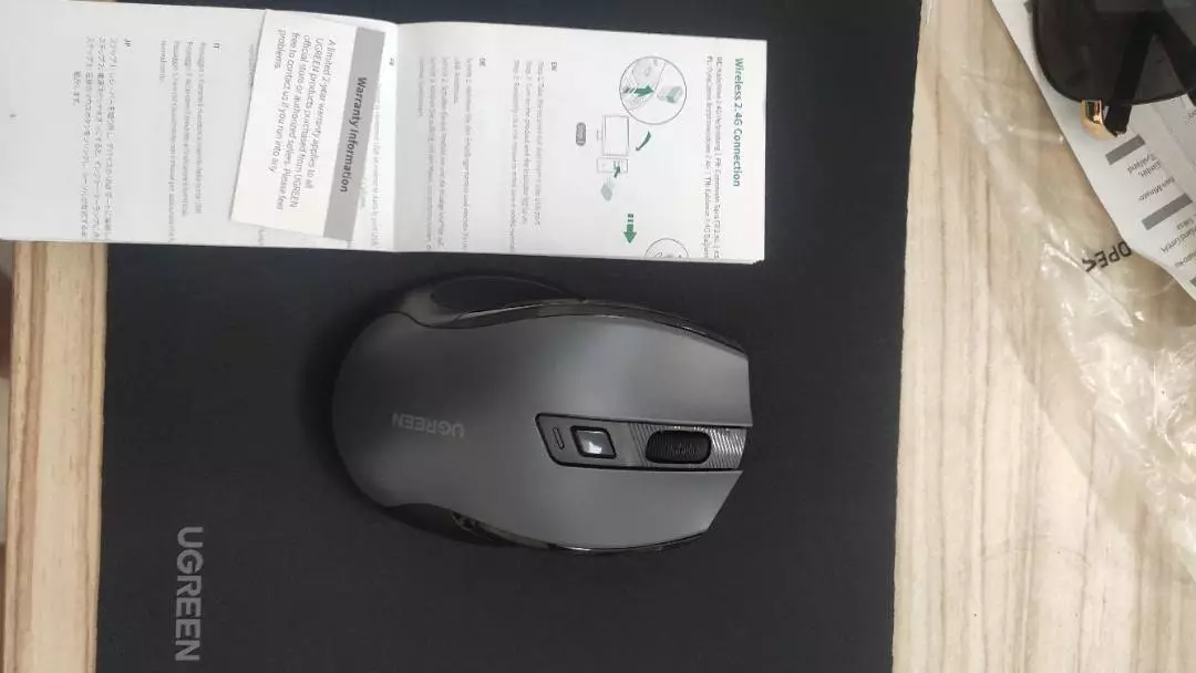 Chuột không dây UGREEN, 6 nút im lặng, Cài đặt DPI 5 cấp độ 4000DPI, 2.4G có đầu thu Mini USB, Laptop PC / Mac / Linux