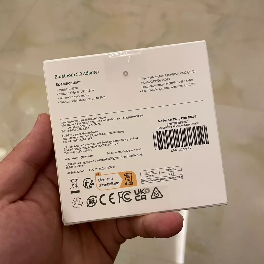 Ugreen USB Bluetooth 6.0 5.4 5.3 5.0 Bộ chuyển đổi Bộ thu phát Dongle không dây cho PC Windows 11 10 8.1 Tai nghe âm thanh nổi Bluetooth
