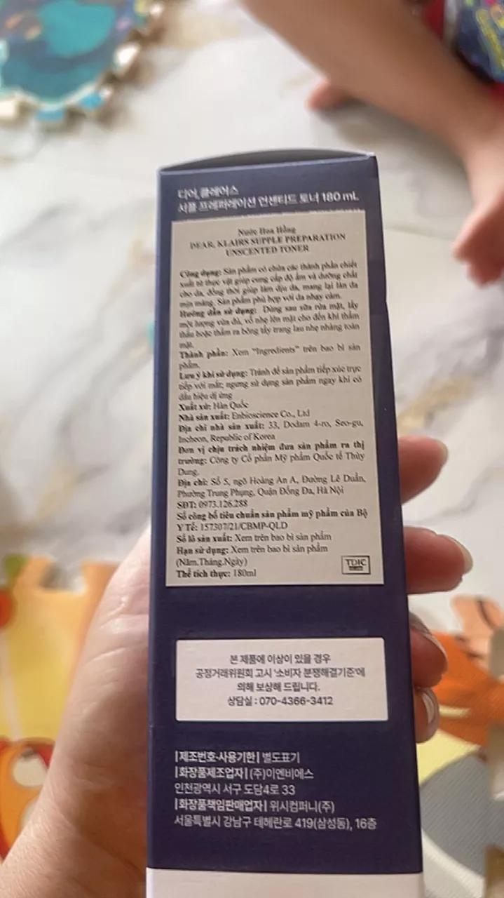 Nước Hoa Hồng Không Mùi Dear Klairs Supple Preparation Unscented 180ml