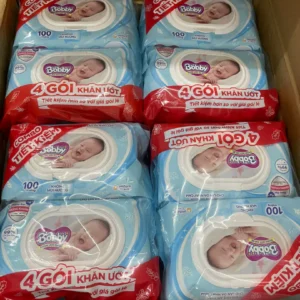 Thùng 16 Gói Khăn ướt Bobby không mùi 100 miếng/gói (Xanh)