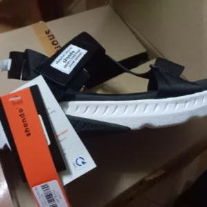 Giày Sandals Unisex Shondo F7 Racing Đế Trắng Phối Đen Quai Đen F7R0010