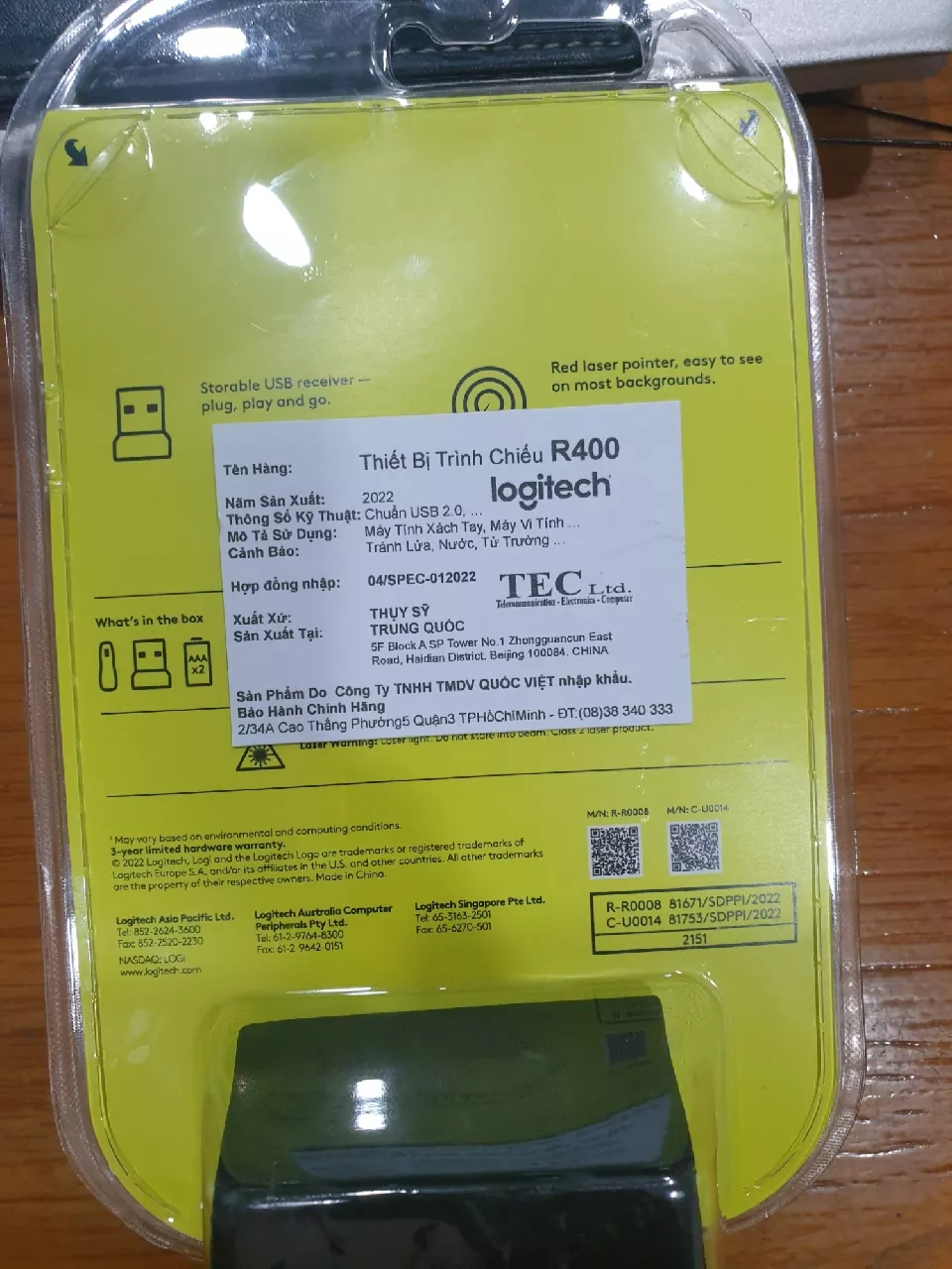 Bút trình chiếu từ xa Logitech R400 - Không dây USB 15m, nút bấm tiện lợi