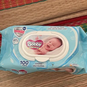 Thùng 16 Gói Khăn ướt Bobby không mùi 100 miếng/gói (Xanh)