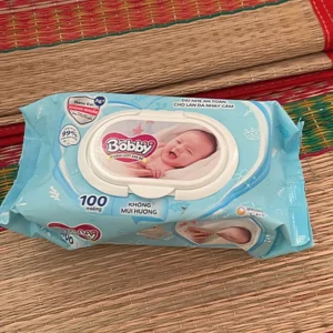 Thùng 16 Gói Khăn ướt Bobby không mùi 100 miếng/gói (Xanh)