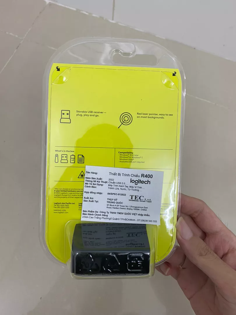 Bút trình chiếu từ xa Logitech R400 - Không dây USB 15m, nút bấm tiện lợi