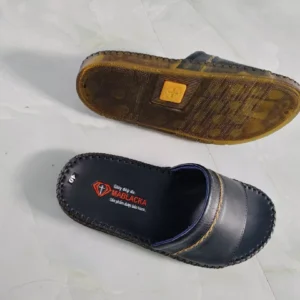 Dép da nam quai ngang đẹp đế cao 3cm,khâu đế toàn bộ - D104