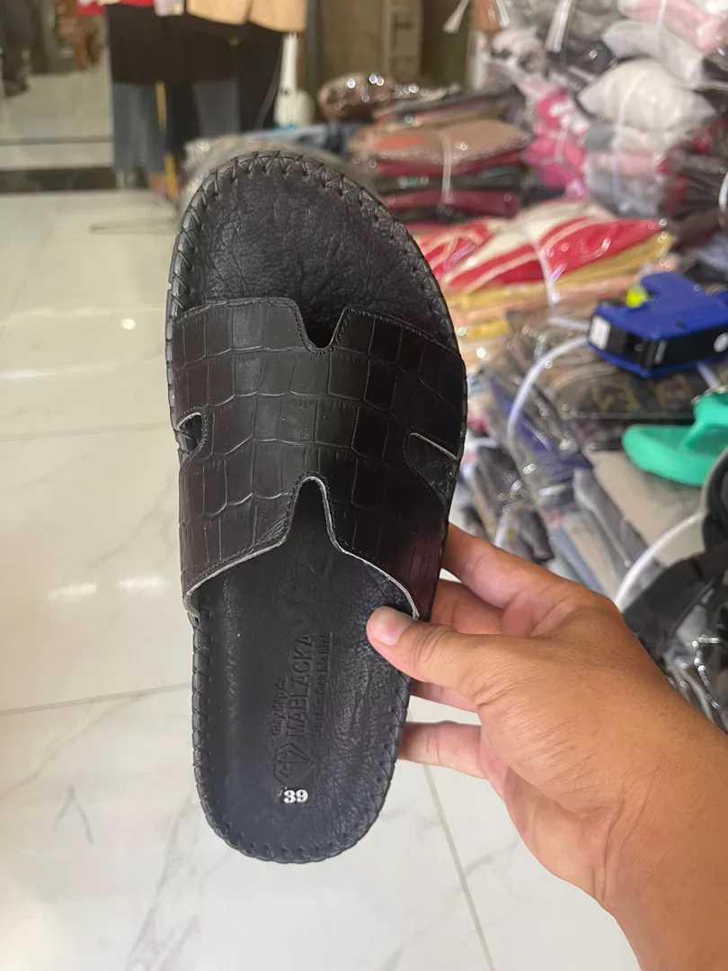 Dép da nam quai ngang chữ h đế doctor cao cấp MABLACKA - M27
