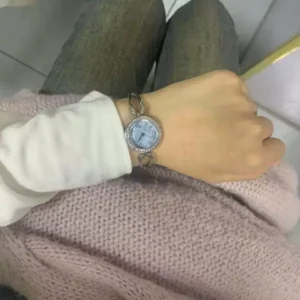 Đồng Hồ Nữ GEDI Đính Hạt Thời Trang Mặt Tròn, Viền Đính Hạt Thời Trang, Thiết Kế Hiện Đại Đơn Giả