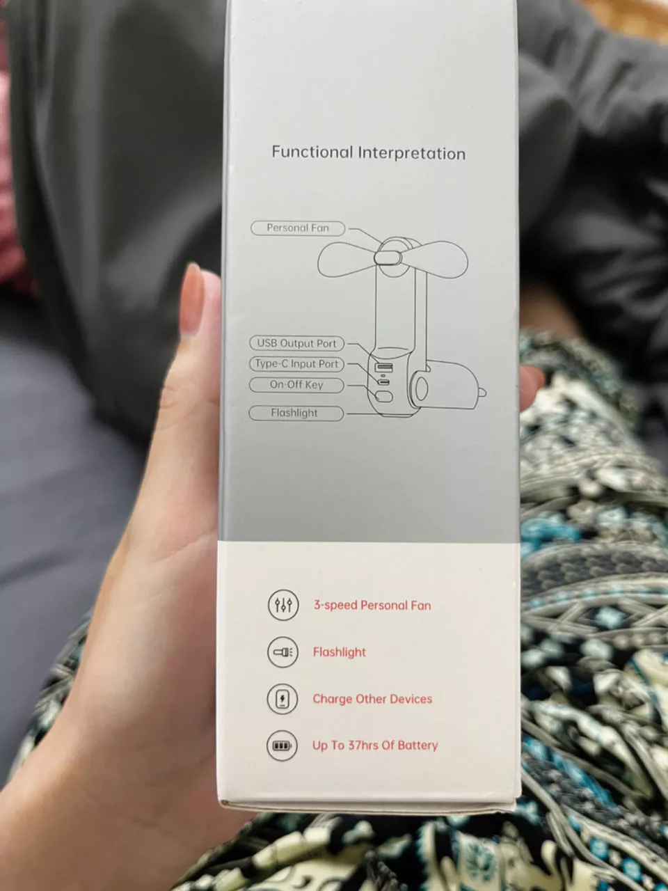 Quạt Cầm Tay 3 in 1 JISULIFE F8X Plus 4500mAh Tích Hợp Sạc Dự Phòng - Đèn Pin Siêu Sáng Bảo Hành 12 tháng