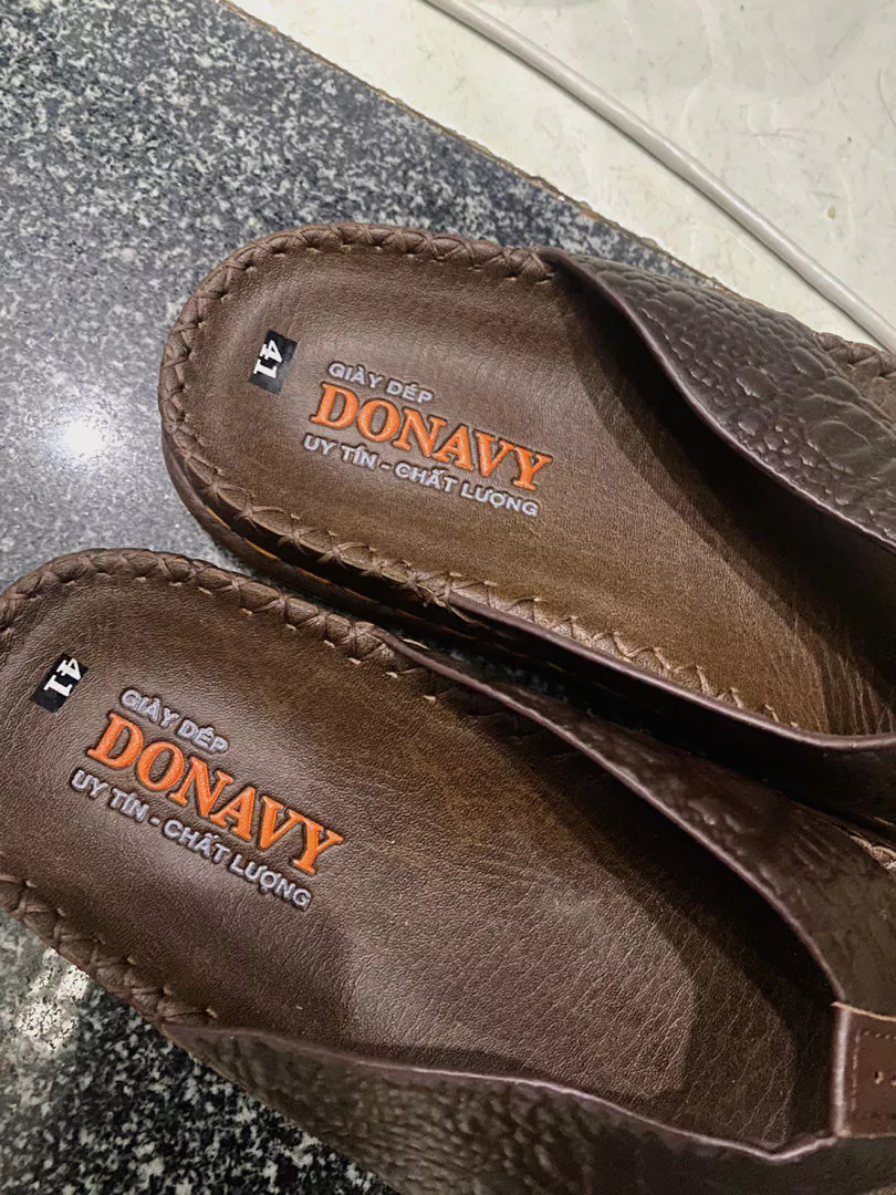 Dép Kẹp Nam Da Bò Thật 100% Donavy Cao Cấp, May 02 Lần Full Handmade Chắc Chắn (Đen+Nâu+Bò) D.KBXIT