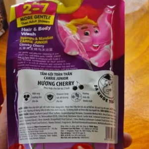 Combo 2 Túi Sữa Tắm Gội thiên nhiên Sạch Dịu Nhẹ & ẩm mịn Cho Bé Carrie Junior Cheeky Cherry 500g x2 (quà mùi ngẫu nhiên