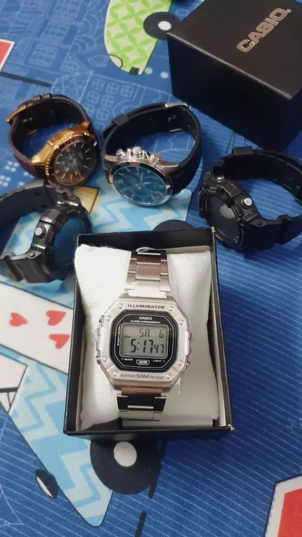 Đồng Hồ Điện Tử Unisex Series W-218 Trẻ Trung Năng Động Mặt Kính Nhựa Vuông 43.2mm Chống Nước Chính Hãng Casio
