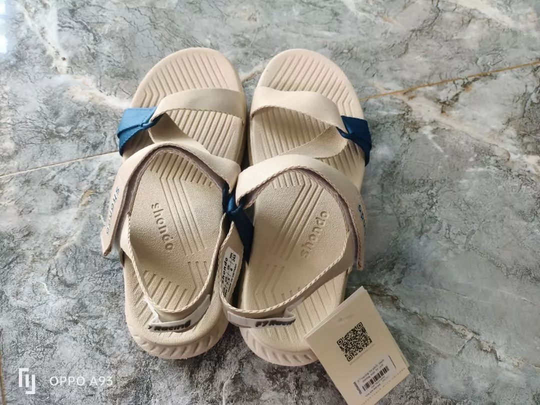 Giày Sandal Nam Nữ Shondo F7R Đế Phylon Cao 5cm Be Phối Xanh Dương F7R2530