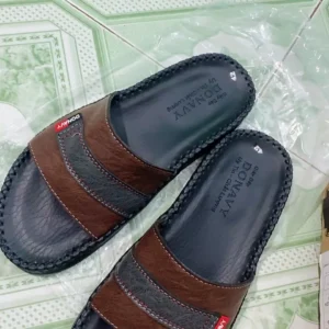 Dép Quai Ngang Nam Da DONAVY Cao Cấp, Quai Phối Kiểu Thời Trang D.3CN+ZIP