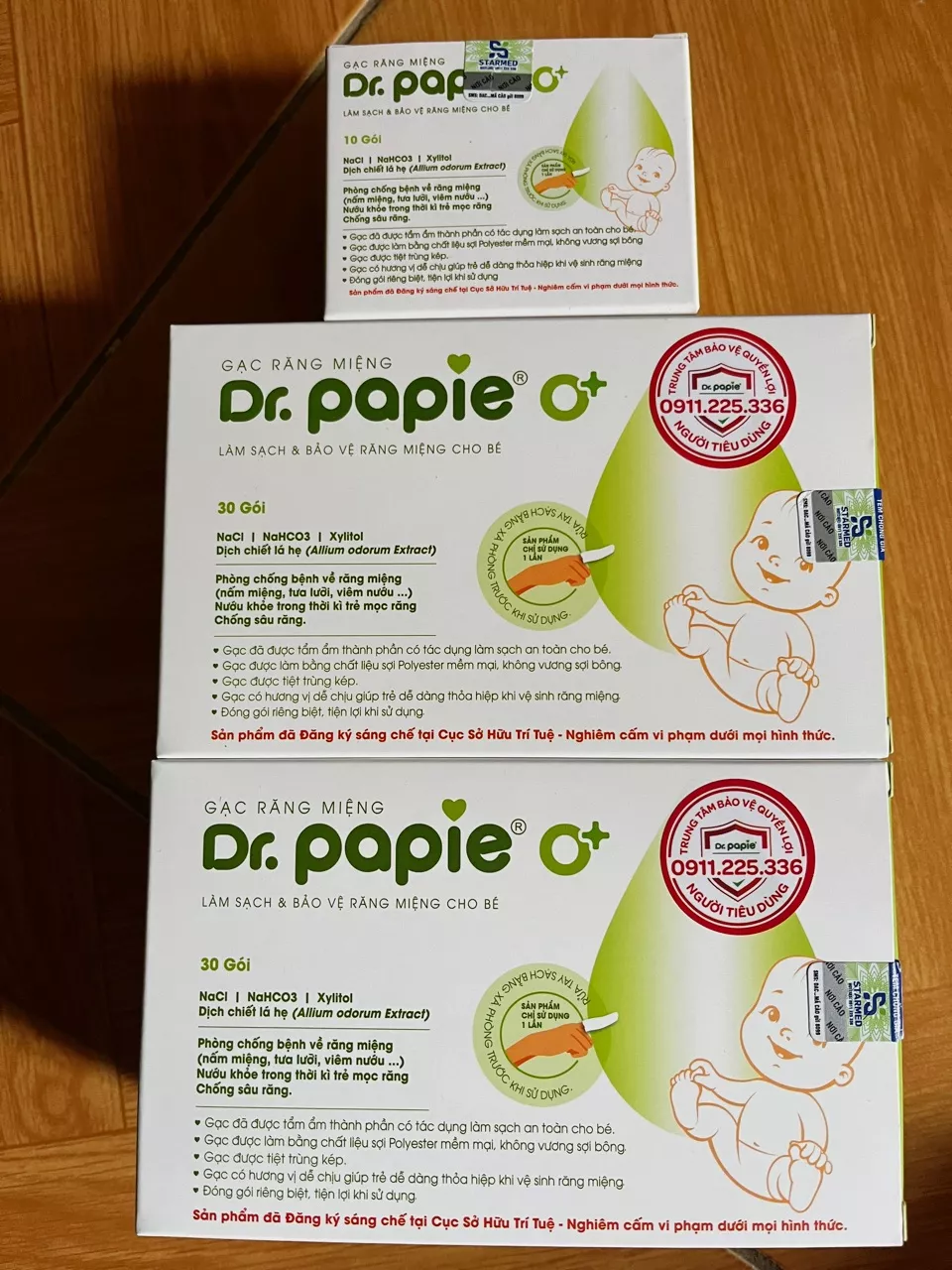 Hộp gạc rơ lưỡi/ răng miệng Dr Papie 30pcs 0+/1+