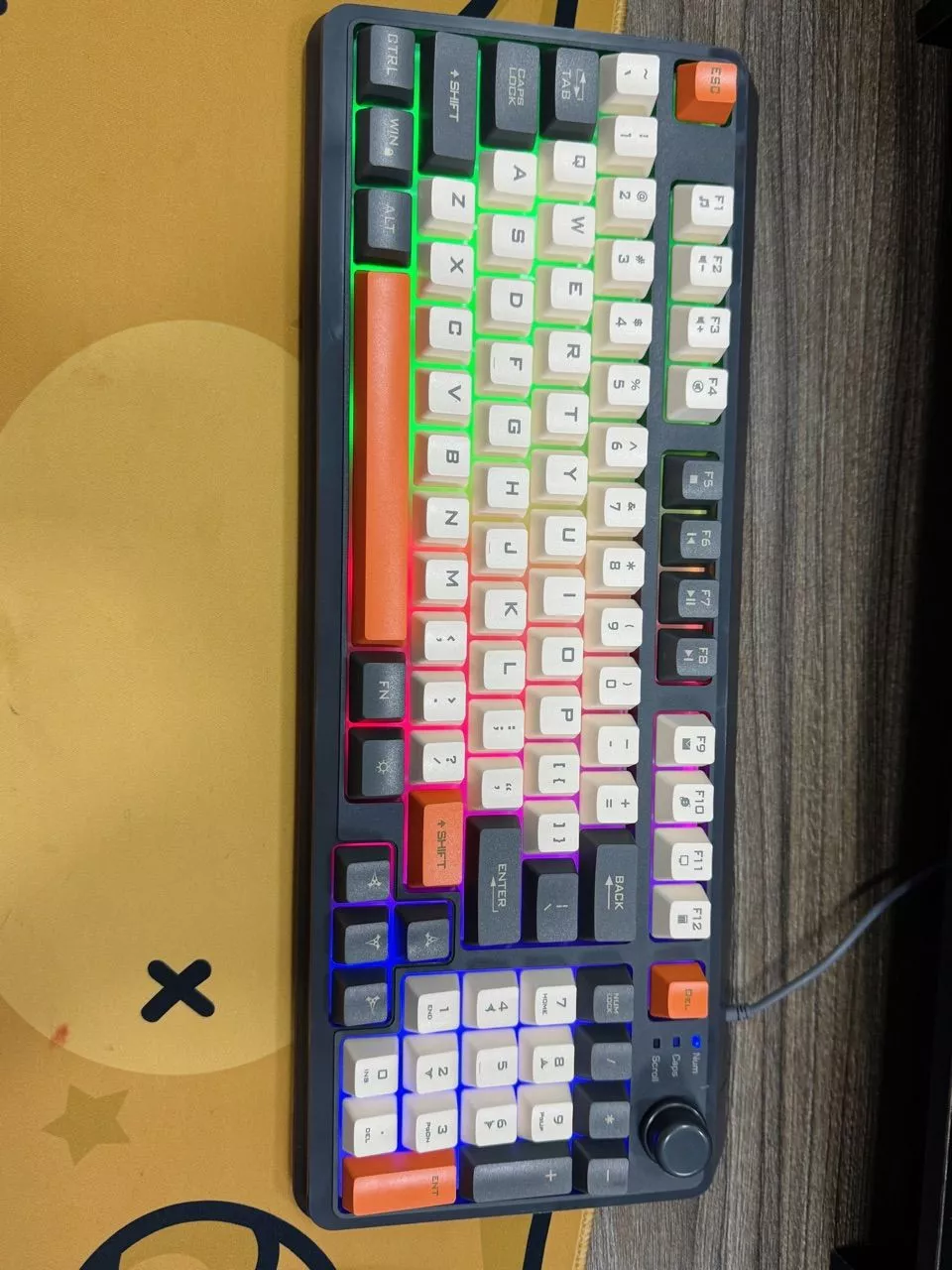 Bàn phím giả cơ Gaming Xunfox K82 Có núm xoay - Led Rainbow - Keycap BPT - Phím cực êm không có tiếng