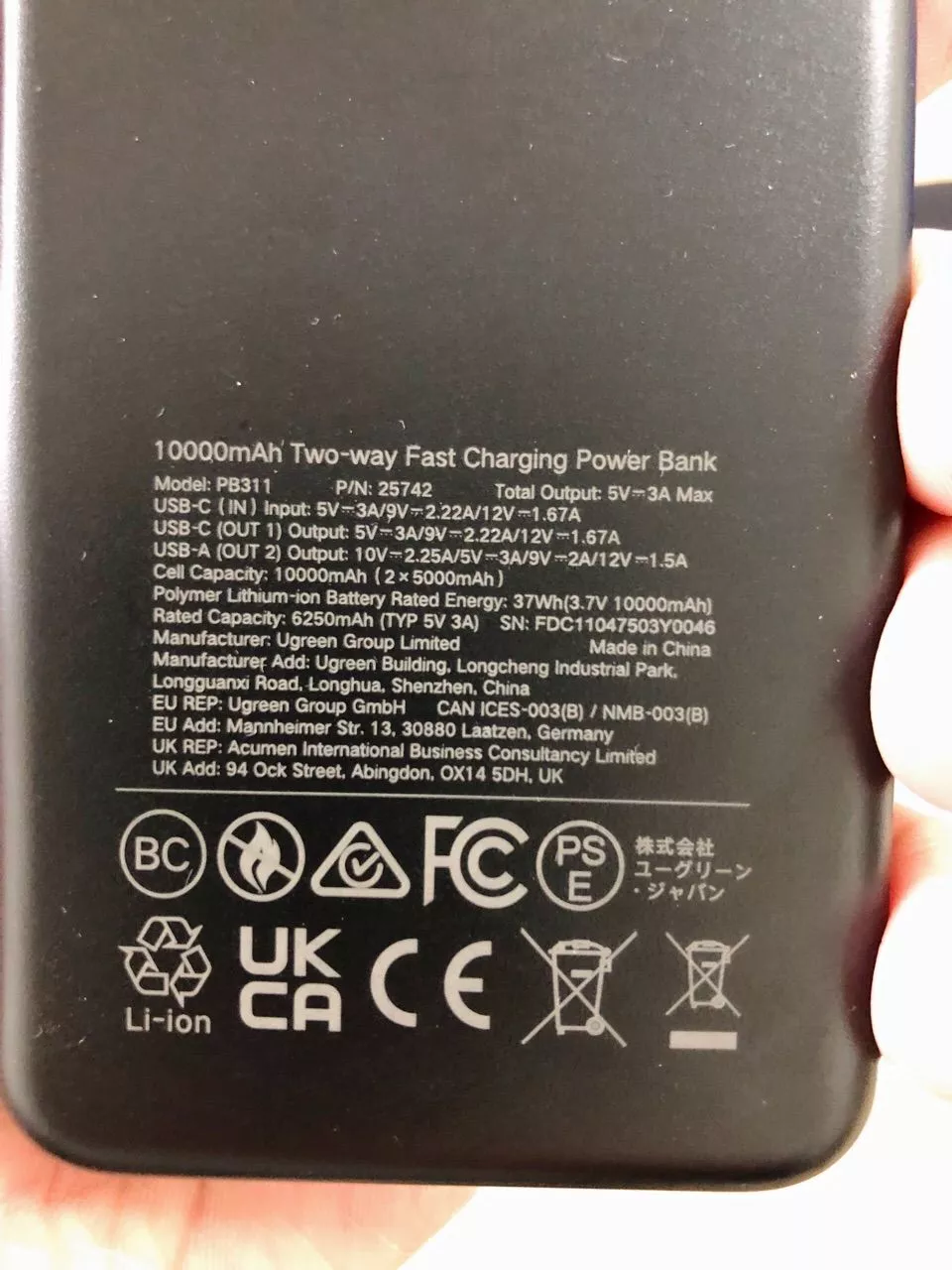 Pin sạc dự phòng Ugreen 10000mAh 20000mAh Powerbank PD3.0 20W QC 3.0 18W Max Sạc nhanh Powerbank cho iPhone 17 Pro Max iPhone 13 Samsung S23 Ultra Samsung S24 Ultra HUAWEI