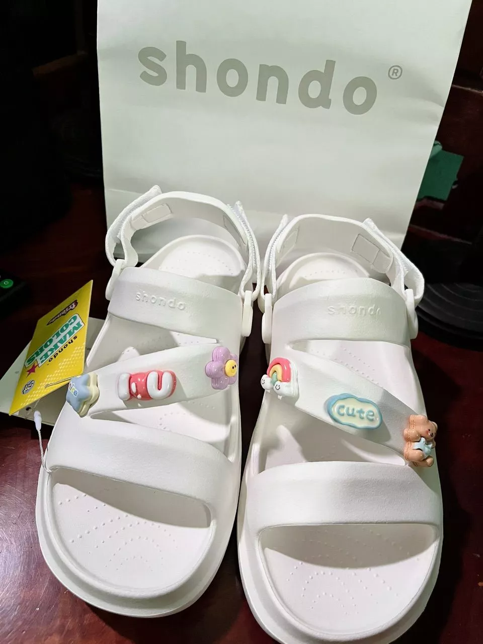 Giày Sandal Nam Nữ Shondo FX Nhựa Đúc Kháng Nước Hạn Chế Trơn Trượt Trắng F100000