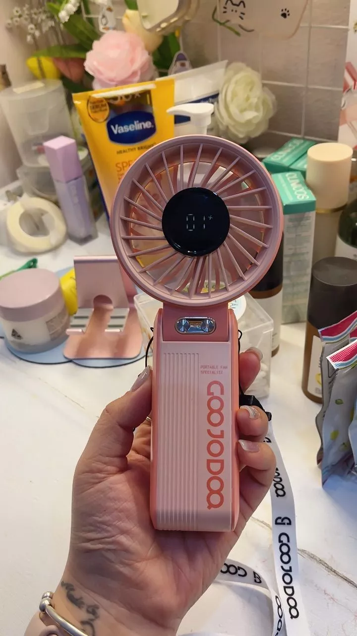 【Bảo hành tại địa phương】 GOOJODOQ Quạt gấp 3 trong 1 180° im lặng 100 cấp độ có thể điều chỉnh siêu năng lượng gió Quạt di động Màn hình LED