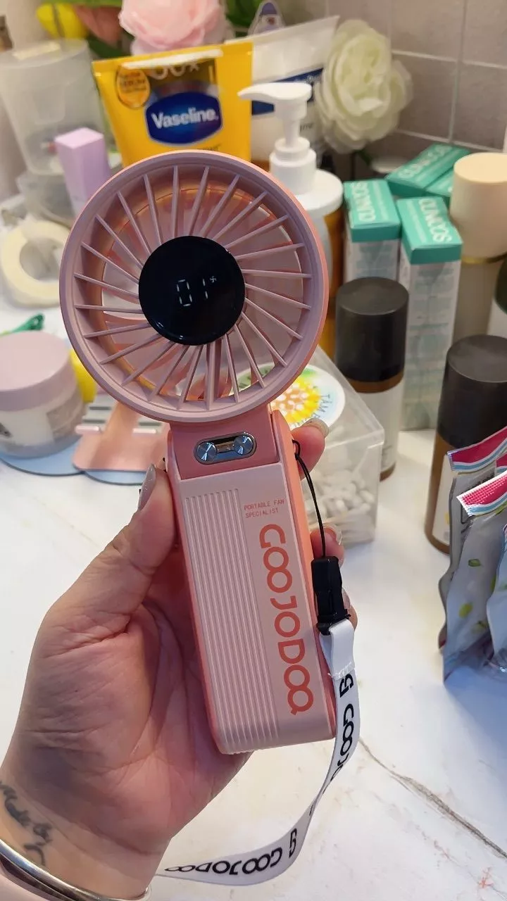 【Bảo hành tại địa phương】 GOOJODOQ Quạt gấp 3 trong 1 180° im lặng 100 cấp độ có thể điều chỉnh siêu năng lượng gió Quạt di động Màn hình LED