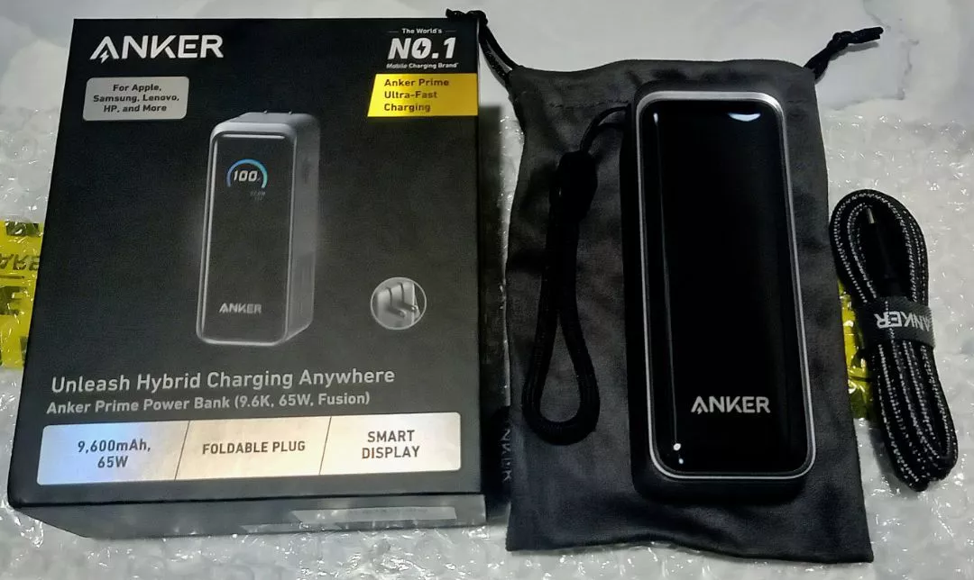 Sạc dự phòng Anker kiêm củ sạc 2in1 Prime Fusion 9600mAh 65W | 2 cổng USB-C | Màn hình | Sạc nhanh - A1339
