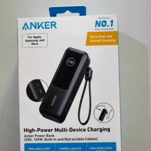 [ANKER] Sạc dự phòng Anker Zolo 25.000mAh | Công suất 165W | Tích hợp 2 cáp USB-C có thể rút gọn | Có màn hình - A1695