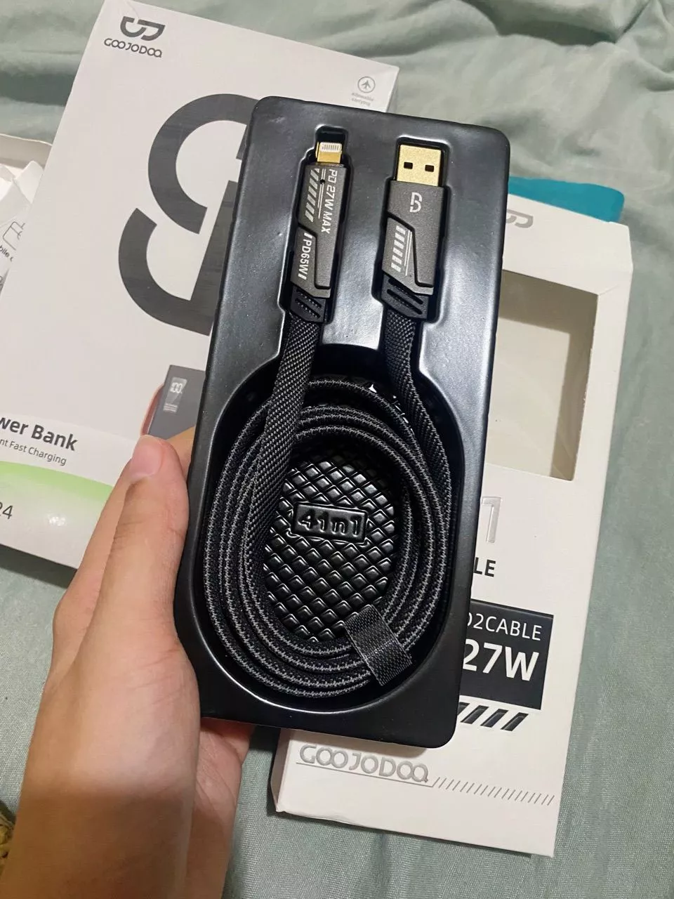 65W Sạc nhanh Đa năng GOOJODOQ, Nhiều cáp USB, Type-C, Micro cho Samsung Huawei