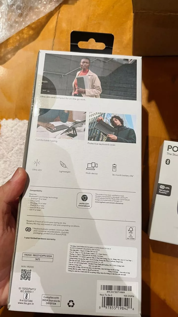 Bàn phím Bluetooth Logitech Keys To Go 2 - Siêu mỏng nhẹ 222g, đa thiết bị, Win | macOS
