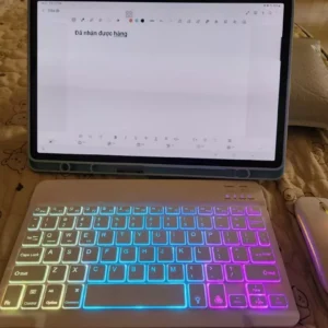 Bàn phím Bluetooth có đèn nền GOOJODOQ có đèn LED cho máy tính bảng iPad Android