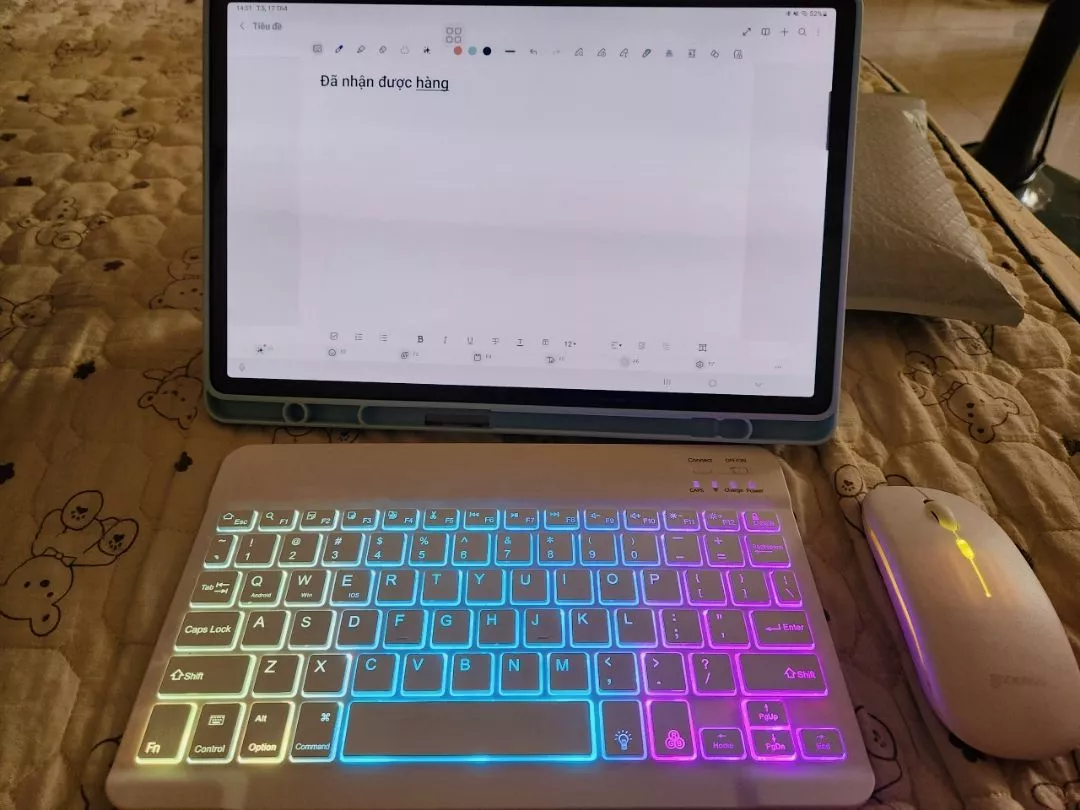 Bàn phím Bluetooth có đèn nền GOOJODOQ có đèn LED cho máy tính bảng iPad Android
