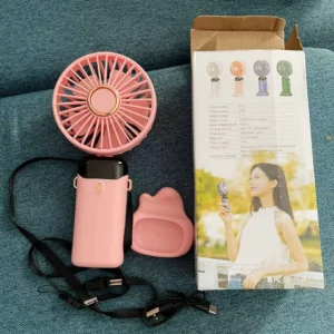 Quạt Cầm Tay Mini PTLUXURY Tích Điện ,Pin Sạc 10.000mAh,5 Tốc Độ Gió Có Dây Đeo Cổ,Đèn LED Hiển Thị Mẫu Mới