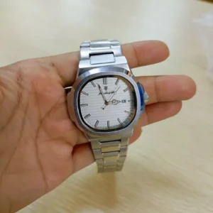 Đồng Hồ Nam Poedagar chính hãng dây đeo đúc bằng thép không gỉ có lịch, kim dạ quang, có chống nước
