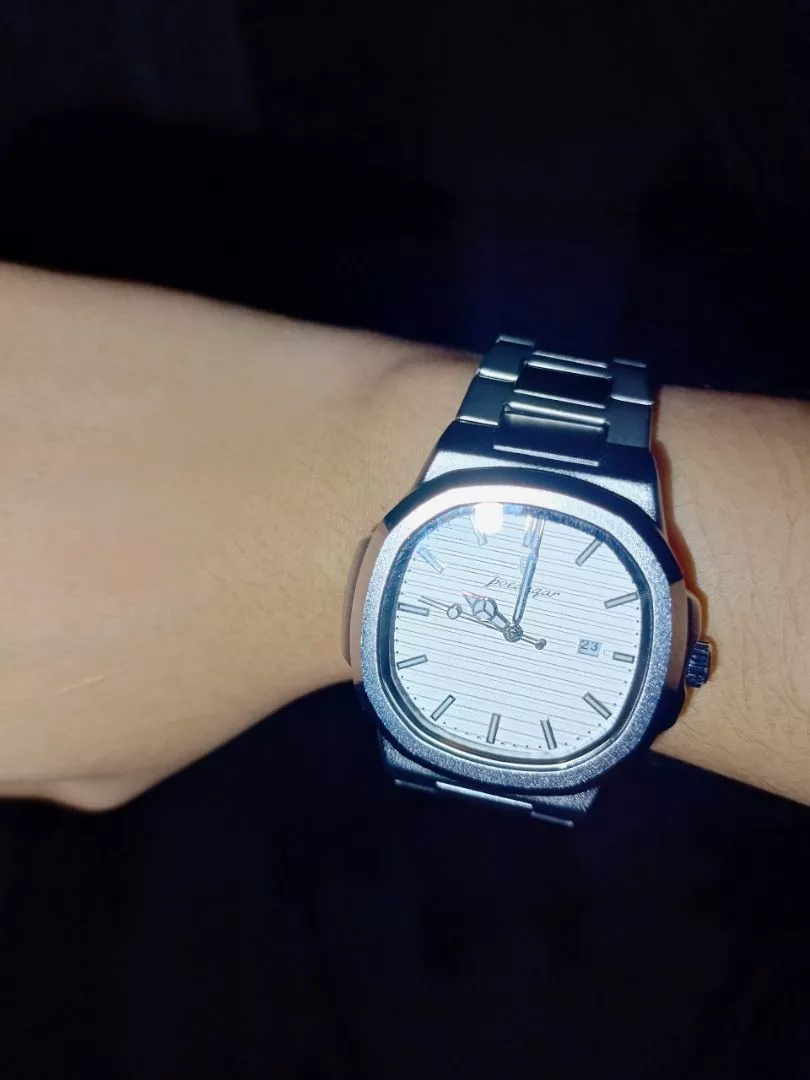 Đồng Hồ Nam Poedagar chính hãng dây đeo đúc bằng thép không gỉ có lịch, kim dạ quang, có chống nước