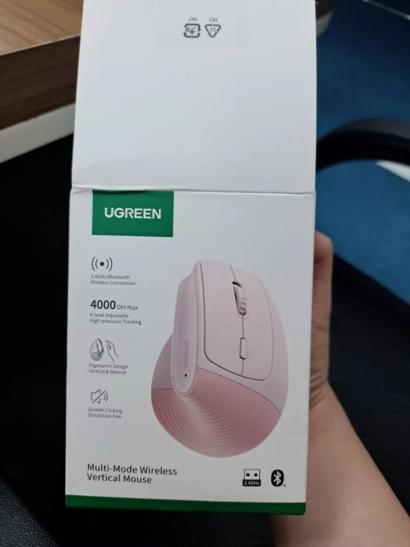 UGREEN Chuột không dây Bluetooth 5.0+2.4G Chuột bấm im lặng không dây 4000DPI dọc tiện dụng cho máy tính xách tay laptop MCBook PC Tablet PAD Windows Mac OS