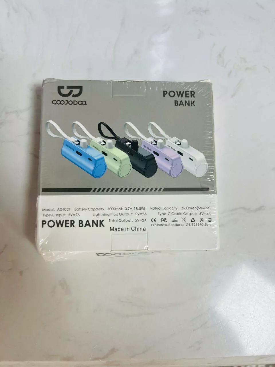 sạc dự phòng mini GOOJODOQ 2024, Pin dự phòng không dây di động có phích cắm Type-C và Lightning