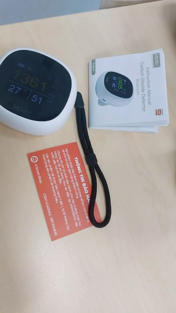 Cảm biến CO2 thông minh Tuya Moes bluetooth, cảm biến NDIR chính xác tức thời