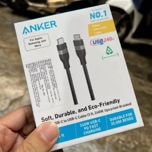 [iPhone 15-17, Android] Cáp sạc nhanh Anker 240W dây bện Nylon USB-C to USB-C dài 0.9m- A82E2