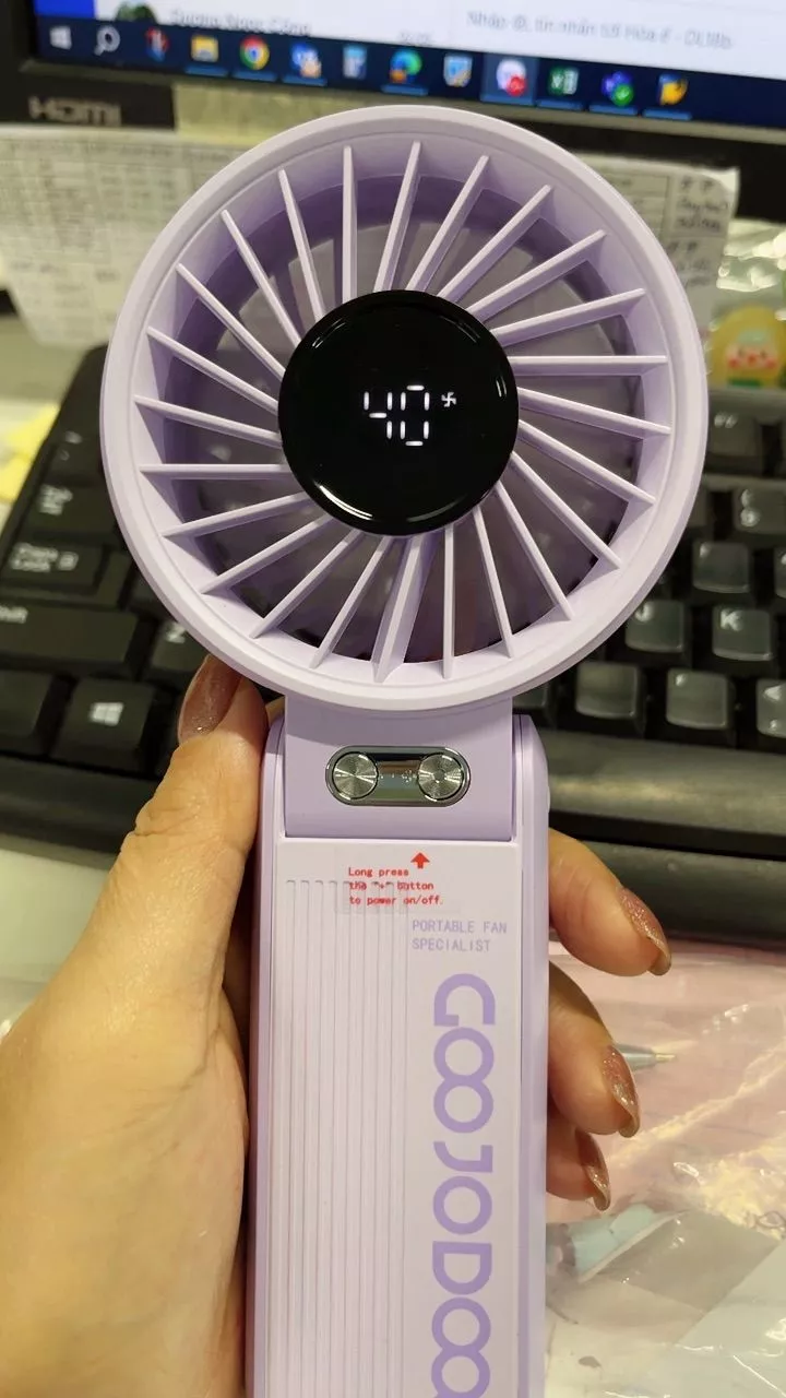 【Bảo hành tại địa phương】 GOOJODOQ Quạt gấp 3 trong 1 180° im lặng 100 cấp độ có thể điều chỉnh siêu năng lượng gió Quạt di động Màn hình LED