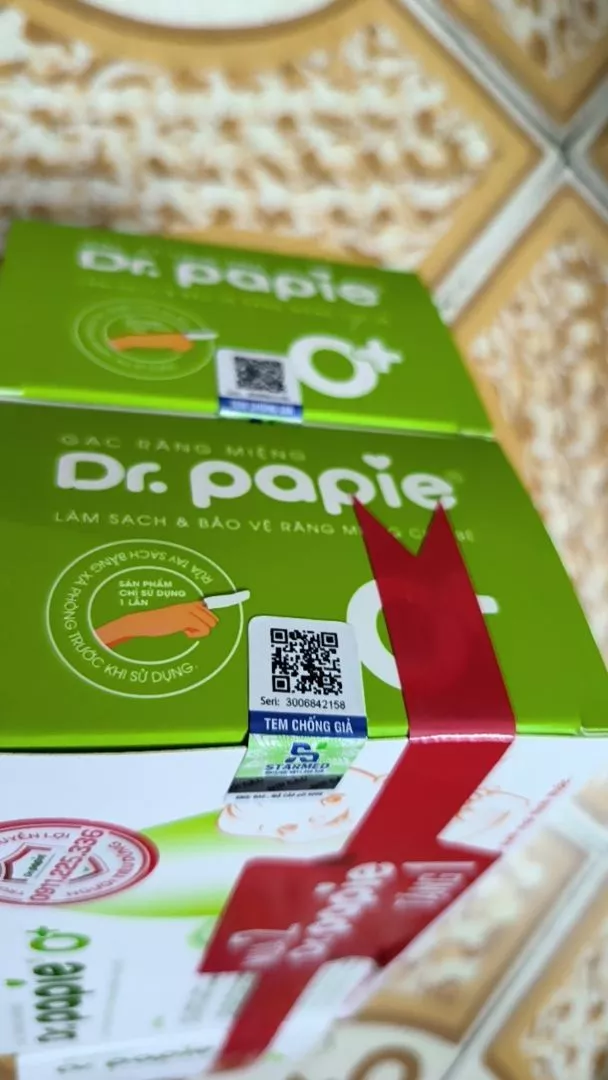 Hộp gạc rơ lưỡi/ răng miệng Dr Papie 30pcs 0+/1+