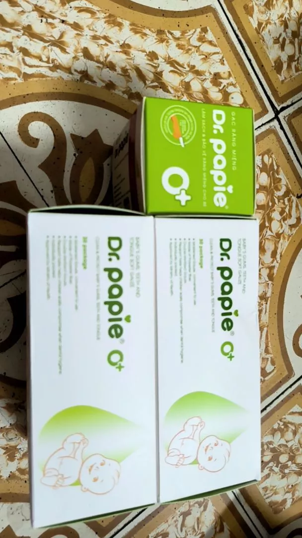 Hộp gạc rơ lưỡi/ răng miệng Dr Papie 30pcs 0+/1+