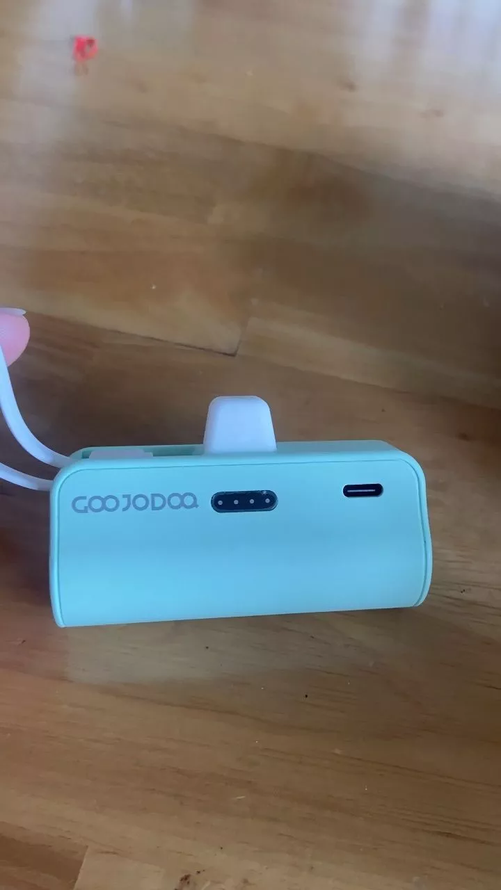 sạc dự phòng mini GOOJODOQ 2024, Pin dự phòng không dây di động có phích cắm Type-C và Lightning